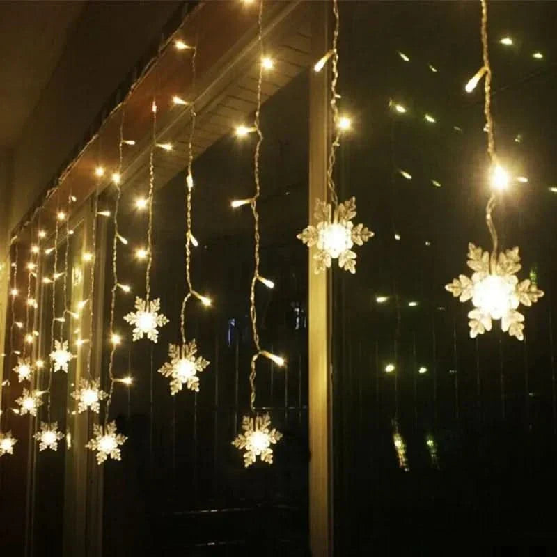 Cortina de Luzes LED Floco de Neve – Magia Natalina em Cada Detalhe