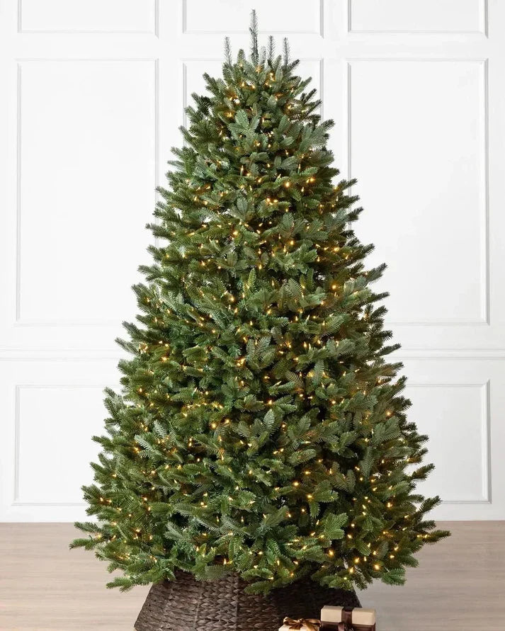 Árvore de Natal Verde Premium com Galhos Articulados, Suporte Metálico que gira e com Rodinhas e Micro LEDs Embutidos