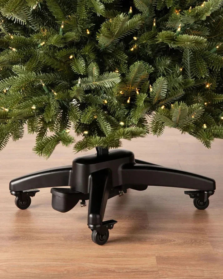 Árvore de Natal Verde Premium com Galhos Articulados, Suporte Metálico que gira e com Rodinhas e Micro LEDs Embutidos